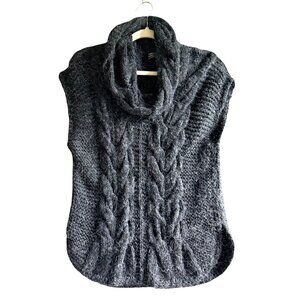 Maria Mateos Chunky Cable Knit Cowl Neck Pullover Sweaters Vest Women's Gray